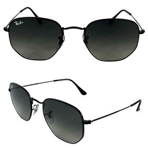 RAY-BAN RB3548 Sunglasses NEW Hexagonal Flat Lenses Black Made In Italy